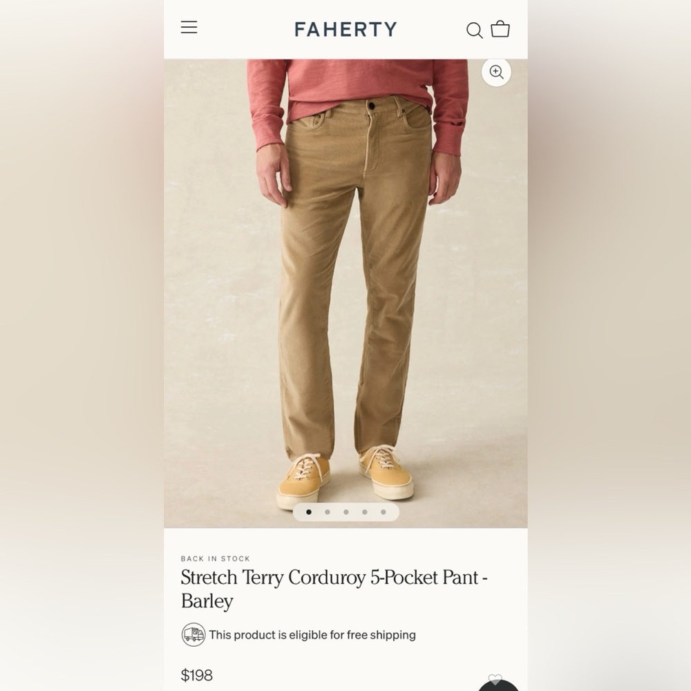 Faherty Men’s Corduroy Pants size 33